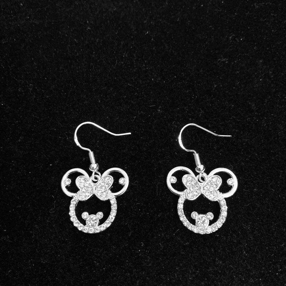 Rhinestone Minnie Mouse silver earrings